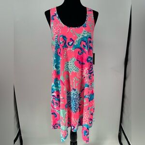 Lilly Pulitzer Melle Dress Im So Jelly Coral Reef Pima Cotton Sleeveless Swing